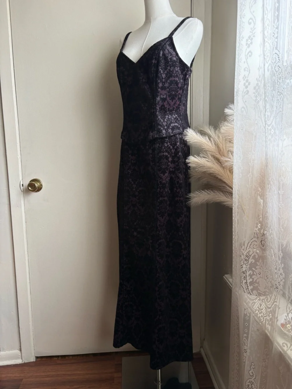 lip service y2k quoth of raven corset and dress damask print set - Picture 3 of 11